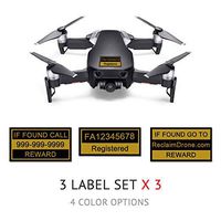 Mavic AIR - Onyx Black - Drone Labels (3 Sets of 3) Customized - 2 Sizes, 4 Color Options