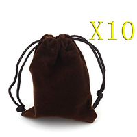 Coffee 10pcs Velvet Jewellery Drawstring Gift Bag Pouches Jewelry Bags, 7x9cm