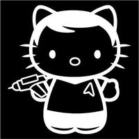 SoCool - Hello Kitty - Blacklite Outline Star Trek - Vinyl 4" tall (Color: WHITE) decal laptop tablet skateboard car windows stickers