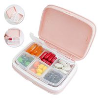 SYOSIN Travel Pill Organizer, Portable Pill Box and Organizer Daily Pill Case, Medicine Organizer Moisture Proof Pill Box case for Vitamins, Medications Cod Liver Oil, Supplements (Pink)
