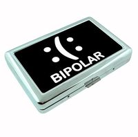 Bipolar Emoji Funny Metal Silver Cigarette Case Holder Wallet RFID-blocking
