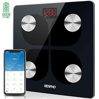 RENPHO Bluetooth Rechargeable Smart Scale Digital Weight and Body Fat USB Weight BMI Scale, Body Composition Monitor with Smartphone App, 396 lbs