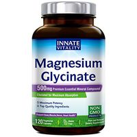 Magnesium Glycinate 500mg per Caps, 120 Veggie Caps, 100% Chelated for Maximum Absorption, Non-GMO, Gluten Dairy & Soy Free, Supports Muscle, Bone, and Nerves Health, Stress Relief & Sleep