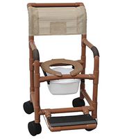MJM International 122-5HD-SQ-PAIL Wide Shower Chair with 5" Casters and Commode Pail, 375 oz Capacity, 40.5" Height x 26" Width x 27" Depth, Royal Blue/Forest Green/Mauve