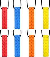 Sensory Chew Necklace Set, (8 Pack) Made from Food Grade Silicone Safety for Kids Teething, Silicone Chewy Sticks for Autistic, ADHD, Oral Motor Boys and Girls Children-Blue,Red,Yellow,Orange