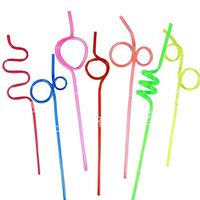 Reuseable Plastic Loop Straws/Multicolor Curly Drinking Straw for Funny Party Wedding (12PC)