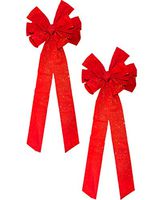Regent Christmas/Holiday Giant 16" x 42" Red w/Gold Glitter Velvet Bows (2)