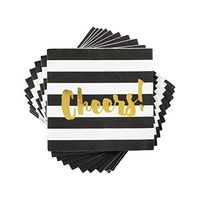 CakeWalk 4937 Black Stripe Foiled Cheers Napkin by (Pack of 12)