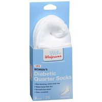 Walgreens Diabetic Quarter Socks for Women, White, Sizes6-10, 3 pr (White)