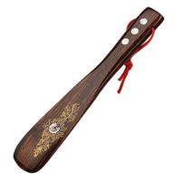 Linshing Long Handle Solid Wooden Shoe Horn Kalzer Red Rope Hand-Painted Five Round Scallops 22cm/8.66’’ Long (A)