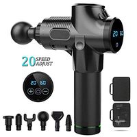 Massage Gun Deep Tissue Muscle Massager Fascia Gun Handheld Electric Body Massage Device Super Quiet Brushless Motor LCD Touch Screen Cordless Percussion Massager with 20-Speed Adjustment (Black)