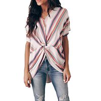 JQjian Fashion Short Sleeve Stripe Tee, Women Casual Popular Blouse Tops (XL, Multicolor)