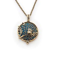Fuller Joy Premium Owl Aromatherapy Essential Oil Diffuser Antiqued Necklace Locket Pendant with Chain, Bronze