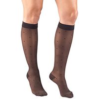 Truform Sheer Compression Stockings, 15-20 mmHg, Women's Knee High Length, Dot Pattern, Charcoal, Small