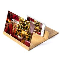 Lyperkin Phone Screen Magnifier,12" HD Non-Radiation Eye-Protection Projector Enlarged Stereoscopic Amplifier,Mobile 3D Movie Video Desktop Wood Folding Stand Bracket Compatible with All Phone