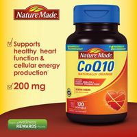 Nature Made #1 Pharmacist Recommended Usp Verified NEW & Improved CoQ10 Naturally Orange Support Heart & Health Energy Production 200mg Statin Users of 120 Softgels Dietary Supplement - COS28