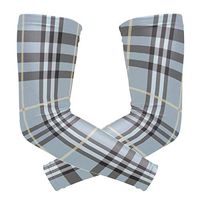 LEVEIS Blue Plaid Arm Sleeves UV Protection for Men Women Sunblock Protective Gloves Running Golf Cycling Driving Long Arm Cover 1 Pair