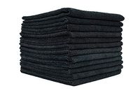 The Rag Company (12-Pack) 12 in. x 12 in. Commercial Grade All-Purpose Microfiber Highly Absorbent, LINT-Free, Streak-Free Cleaning Towels (Black)