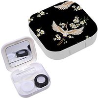 Portable Contact Lens Case Box Travel Kit Mirror + Bottle + Tweezers Container Holder [ Broidery Colorful Floral Flowers ]