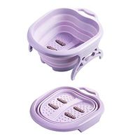 ECRISDOO Portable Travel Folding Foot Massage Bucket Foot Wash Basin Feet Spa Bubbling Massage Wheel Bath-Tub Massage Soaking Basin (Purple)
