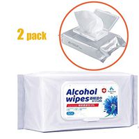 2Pack/100 Pumps Alcohol Detergent Wipes 75% Soft Alcohol Swabs, Large Wet Wipes(8"x6") for All-Purpose Cleansing