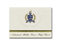 Signature Announcements Nederland Middle-Senior High School (Nederland, CO) Graduation Announcements, Presidential Basic Pack 25 with Gold & Blue Metallic Foil seal