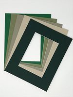 Pack of 5 16x20 Picture Mats, 5 Green Colors, with White Core Bevel Cut for 12x16 Pictures
