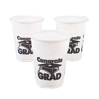 Fun Express - White Congrats Grad Disposable Cups (50) for Graduation - Party Supplies - Drinkware - Disposable Cups - Graduation - 50 Pieces