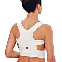 Aofit 12 Magnets Back Support Belt Corrector Shoulder Posture Brace Belt for Men or Women or Children- Unisex (S 28.74"-29.13", White)