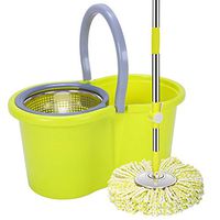 Microfiber Mop With Bucket Spin Mop Home Cleaning System By Floor Mop With Bucket Hardwood Floor Cleaner For Kitchen Bathroom Living Room (Color : Green, Size : 46x25x24m)