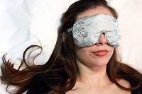 Weighted Sleep Eye Mask Pillow Handmade by Candi Andi - Adjustable Strap - Travel - Flax Seed Filled - Unscented or Lavender Scented - Satin Brocade and Crushed Velvet - Pewter Paisley - TEMF-PP