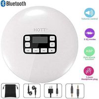 DeeFec HOTT Portable Bluetooth CD Player LED Display/Headphone Jack Anti-Skip Protection Anti-Shock Personal CD Music Compact Disc Player Kids Adults Students, White