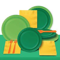 Disposable Paper Plates Dinnerware Set - 2 Size Plates, Napkins, Forks and Table Covers - Full Party Supply Pack Serves 20 (01_Jungle)