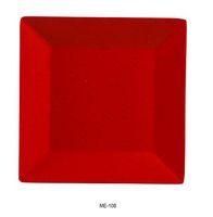 Yanco ME-108 Mexico Plate, Square,  8" Length, 8" Width, Melamine, Red Color with Black Speckled, Pack of 48