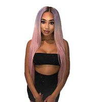 Meidexian888 Black Synthetic Long Wigs,Women's Fashion Wig Black Synthetic Hair Long Wigs straight Wig (Pink)