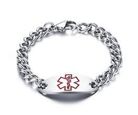 Mealguet Jewelry Free Custom Engraving-Stainless Steel Medical Alert ID Identification Bracelets for Men Women, 7.4 Inches