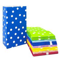 Small Bright Color Paper Bags Rainbow Polka Dot Lunch Bags for Party Favors Supplies by ADIDO EVA(5.1 x 3.1 x 9.4 in 100 PCS)