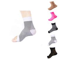 Ankle Brace Compression Support Sleeve Socks for Heel Arch & Ankle Braces Support Relieves Pain of Plantar Fasciitis (White, L/XL)