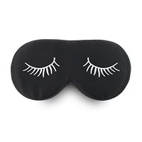 Hodeco Nature Silk Sleeping Mask for Women Double Side 16 Momme Mulberry Silk Eye Mask for Girl Eyelashes Embroidered Design Yoga Eye Mask with Adjustable Band 8.3 x 4.3 Inches, Black, 1 Piece