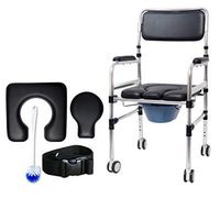 OCYE Transport Chair with Commode, Heavy and Extra Wide Wheelchair, with Comfortable Cushion for Easy Transfer, 220 lb. Weight, Black