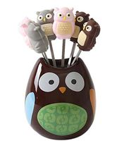 7 Cookie, Fruit Dessert Stainless with Silicone Adorable Owls with Ceramics Holder Owl Ladybird Design