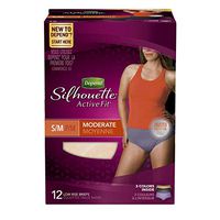 Depend Underwear Silhouette Active Fit, Beige & Black, Small/Medium, 12 Count (1 Pack)