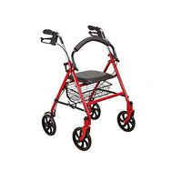 7.5 in. Wheels Smooth Ride Folding Lightweight Aluminum Rolling Walker Large Cushion Seat Backrest Storage Basket