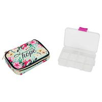 Choose Hope Mint Floral 5 x 3 Inch Leatherette Mini Zip Around Pill Case
