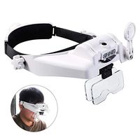 Tianhaik Headband Lighted Magnifying Glass+Led, Head Mount Magnifier Glasses Visor Hands-Free Head Worn Lighted Magnifying Glass Loupe for Repairï¼ŒSewing, Crafts,Reading