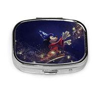 Square Pill Box- Portable Magic Mickey Mouse Medicine Organizer Holder Two Compartment Pill Case