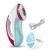 Lint Remover,USB Fabric Shaver,Portable Hair Ball Trimmer 6-Leaf Fixed Cutter Head with 1 Spare Blade and Cleaning Brush for Wool Sweater Clothes Jumpers Carpet,Curtain,Dual Protection (rose red)