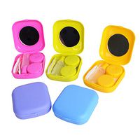TECKE 5 PCS Mini Contact Lens Case Travel Portable Kit with Mirror, Bottle, Tweezers