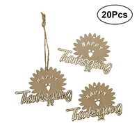 BESTOYARD 20pcs Happy Thanksgiving Hang Tags Wooden Maple Leaf Tags String Party Decoration