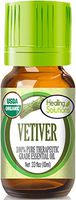 Organic Vetiver Essential Oil (100% Pure - USDA Certified Organic) Best Therapeutic Grade Essential Oil - 10ml